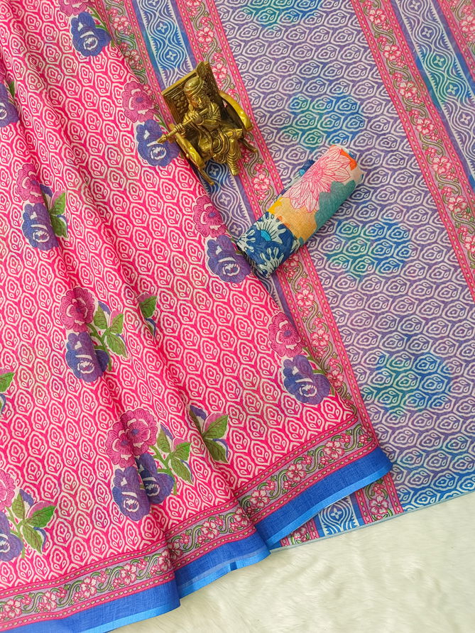 VK 4253 Soft Linen Printed Sarees Non Catalog Sarees Wholesale Price In Surat